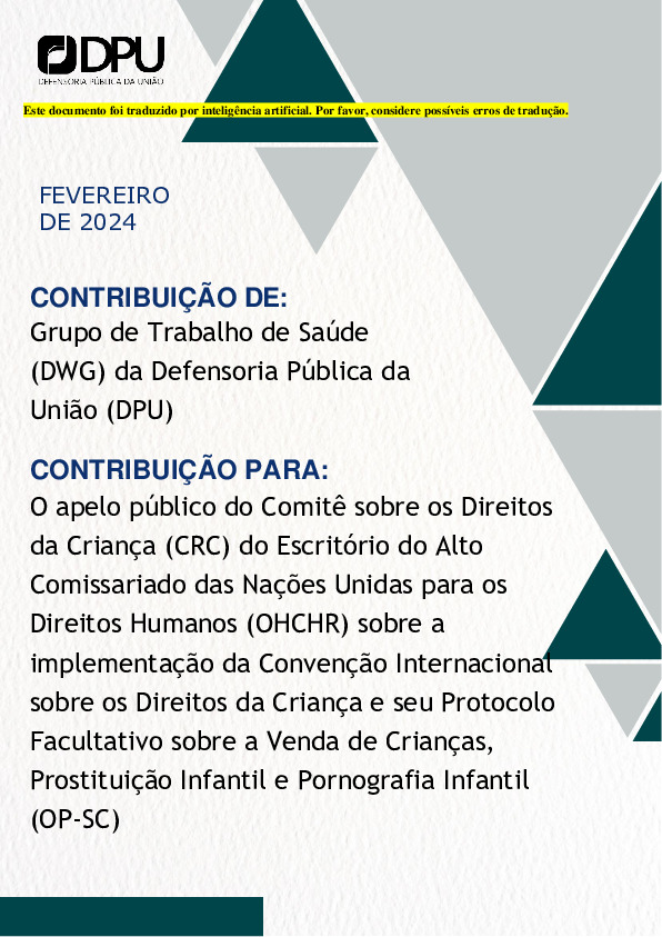Contribuições do Grupo de Trabalho Convenção Protocolo Facultativo Venda de Crianças, Prostituição Infantil e Pornografia Infantil_Defensoria Pública da União.pdf
