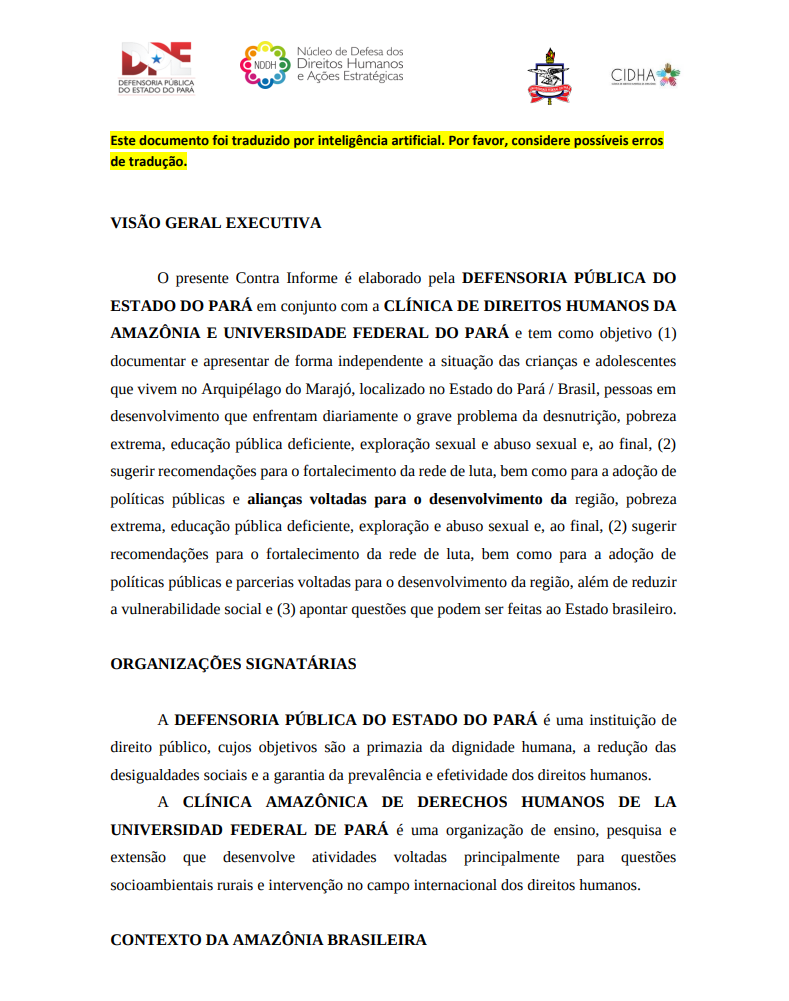 Relatório Alternativo Crianças e Adolescentes Arquipélago Marajó Defensoria Pública do Pará_Clínica de Direitos Humanos da Amazônia_Universidade do Pará.pdf