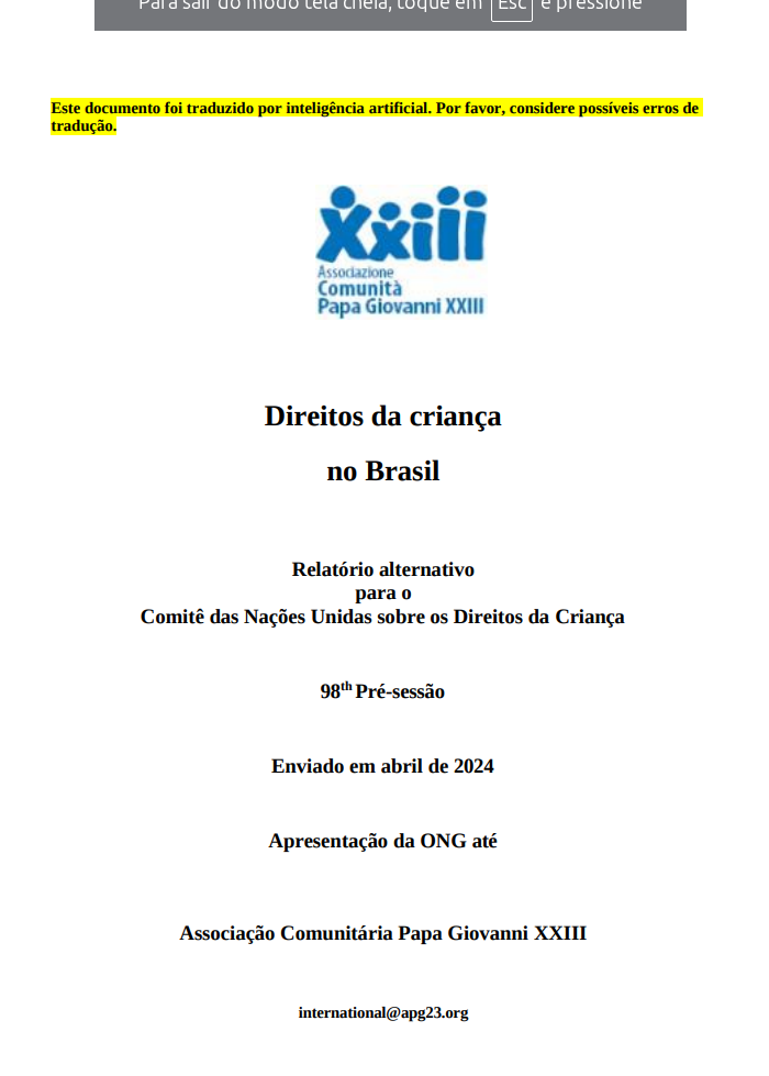 Direitos da criança no Brasil – Relatório alternativo da Associação Comunitária Papa Giovanni XXIII para 98ª Pré-sessão 2024.pdf